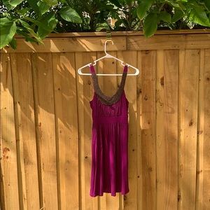 Purple Beaded Neckline Dress